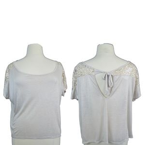 Charlotte Russe Beige/Gold Sequin Crop Top Size XL